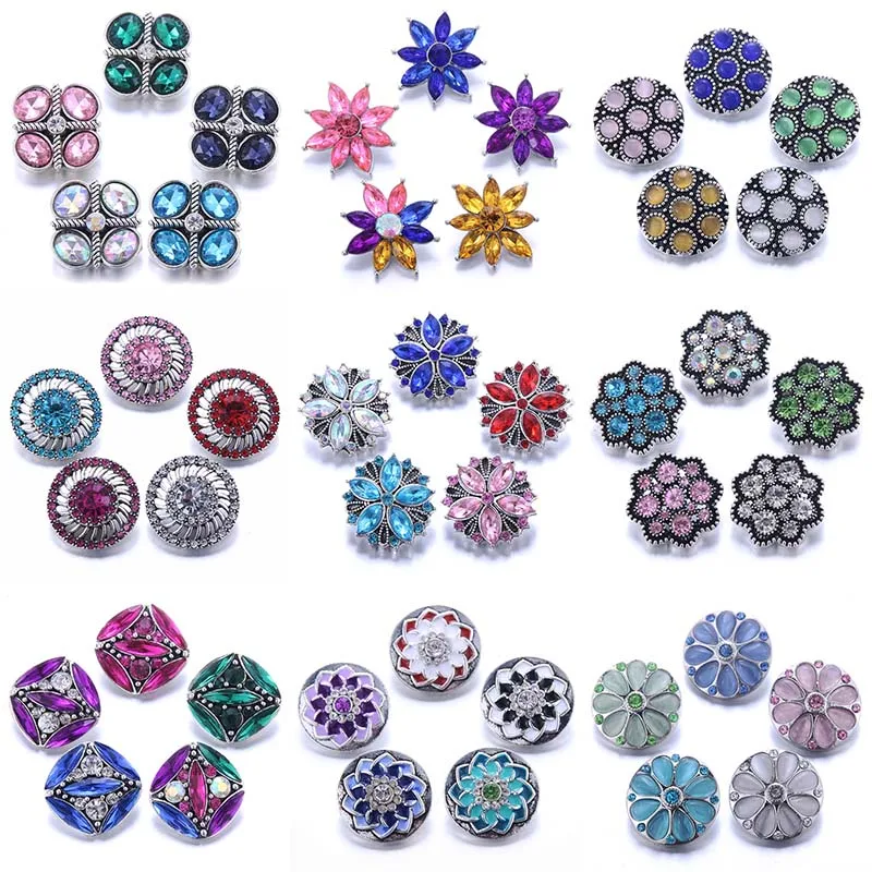 10pcs/lot Wholesale Snaps Jewelry Mixed 18mm Snap Button with Crystal Rhinestone for Bracelets Bangles | Украшения и аксессуары