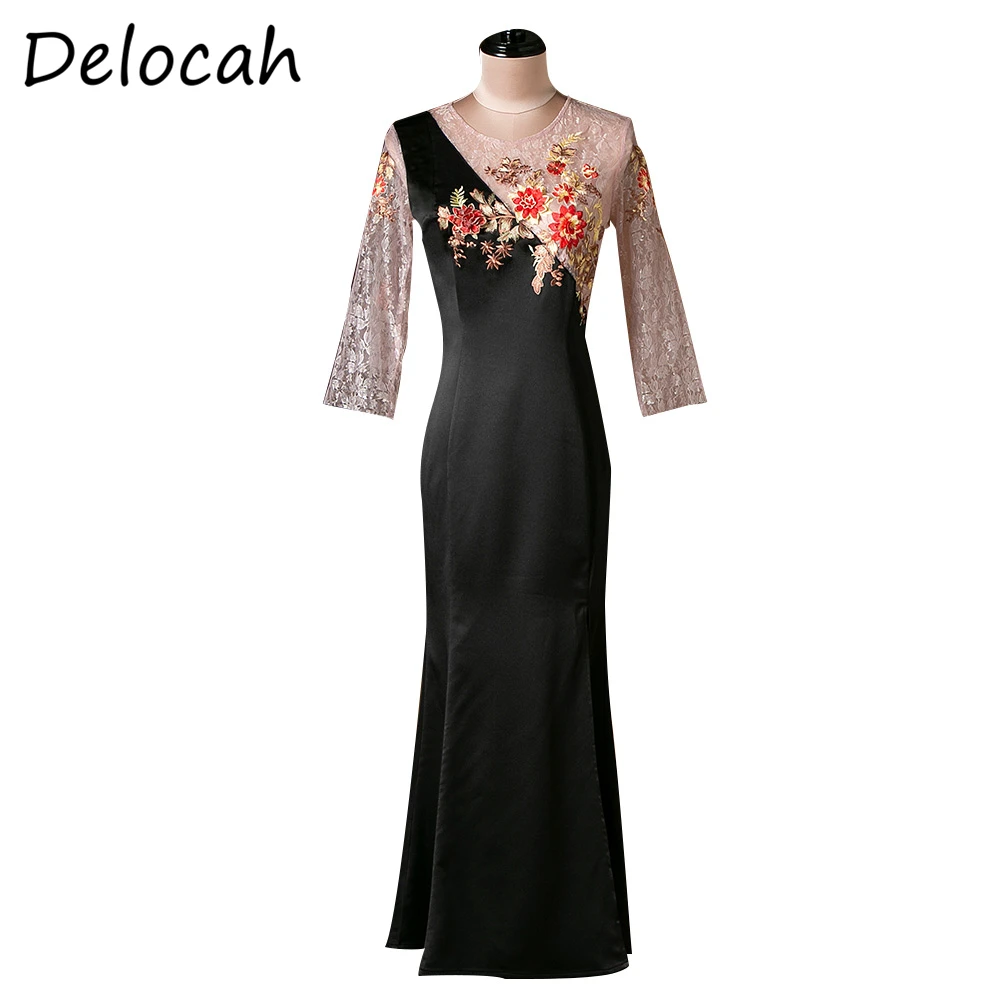 

Платье-Карандаш женское кружевное, с вышивкой и рукавом 3/4