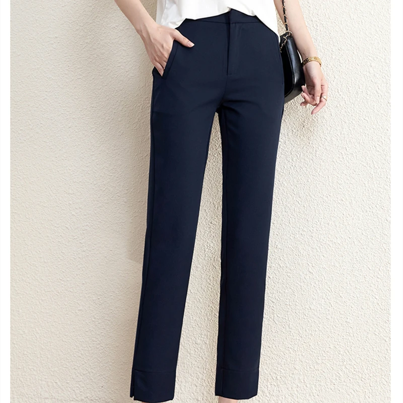 Женские прямые брюки до щиколотки офисные повседневные с высокой талией 2021 |