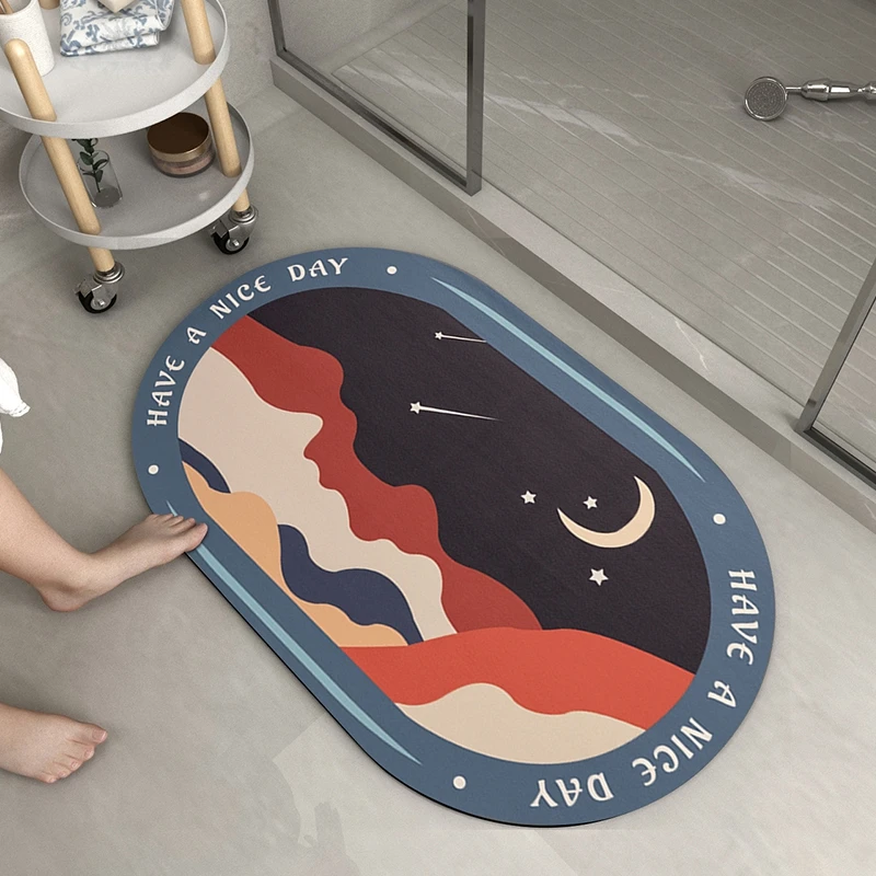 

Oval Diatom Mud Bathroom Mat Bathroom FurnitureCarpet Bathroom Entrance Mat Non-slip Dirt Resistant and Easy To Clean Soft