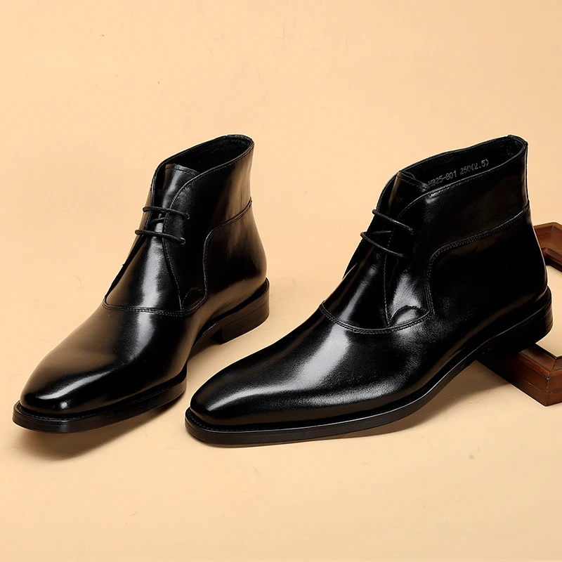 Мужские зимние ботинки челси из натуральной коровьей кожи броги повседневная