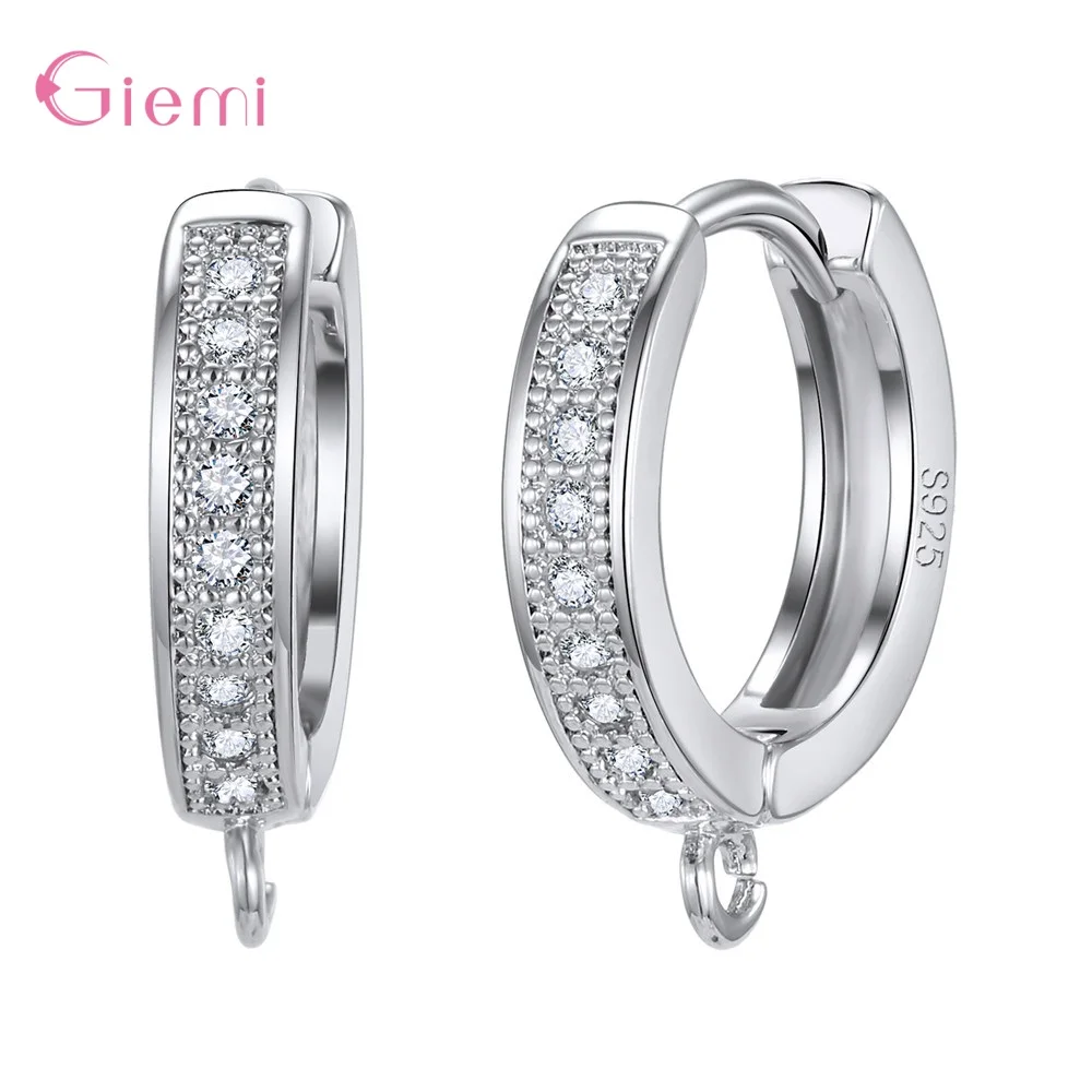 Серьги кольца из серебра 925 пробы с фианитом|Серьги-кольца| |