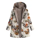 Jaycosin модное женское пальто, зимнее теплое пальто, женская верхняя одежда с цветочным принтом, с капюшоном и карманами, винтажное пальто оверсайз с принтом для женщин