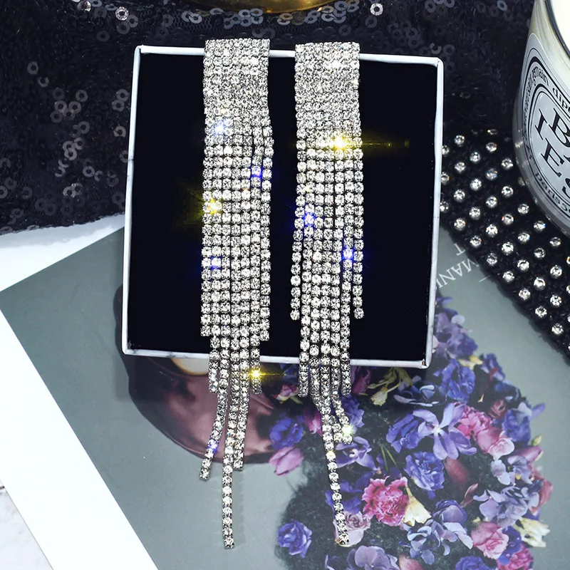 Модные преувеличенный класса люкс с длинной бахромой серьги для женщин и девочек