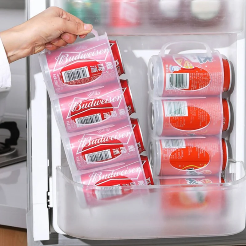 4-hole Refrigerator Storage Box Beer Beverage Kitchen Accessories Cola Organizer Household Save Space Stackable | Дом и сад
