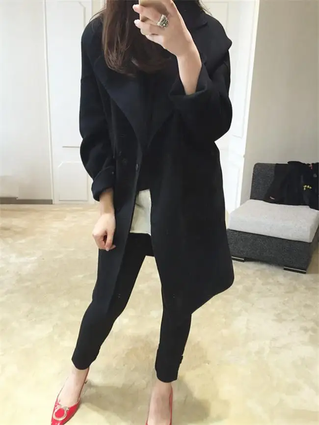 Офисные женские туфли Женская Зимняя шерстяная одежда смесь однобортное пальто