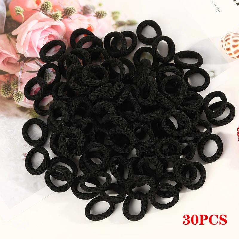 Black-30pcs 30 шт./50 шт., бесшовная Детская резинка для волос для девочек, эластичная резинка для волос, резинка для головы, держатель для волос, аксессуары для волос для детей - Окраска металла: Black-30pcs