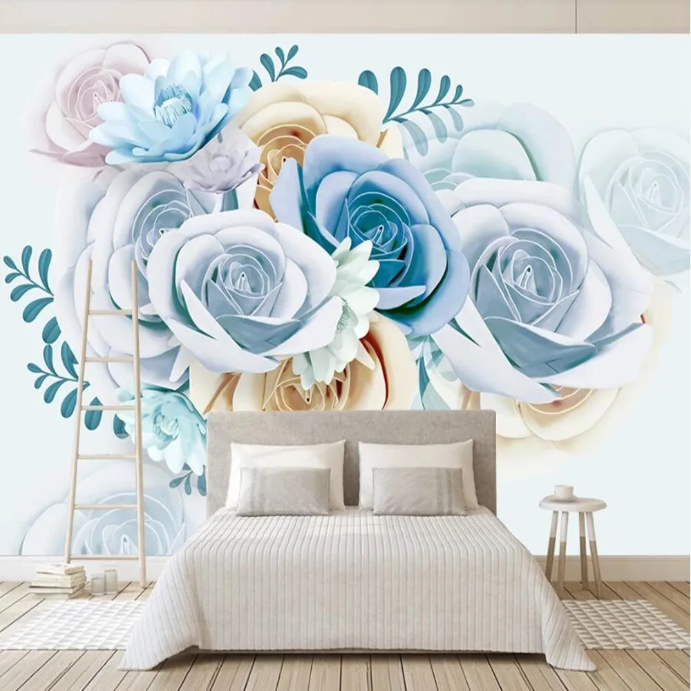 Большие Настенные обои milofi на заказ маленькие свежие 3D трехмерные синие цветы