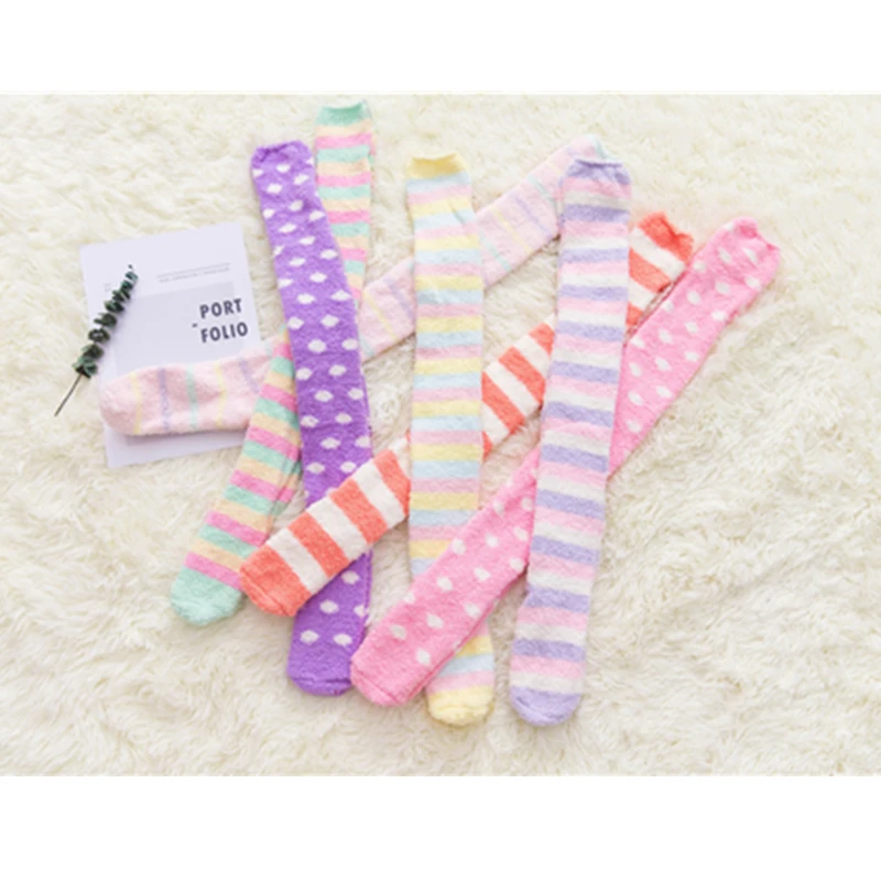 Осенне зимние плотные теплые чулки из кораллового флиса для маленьких девочек