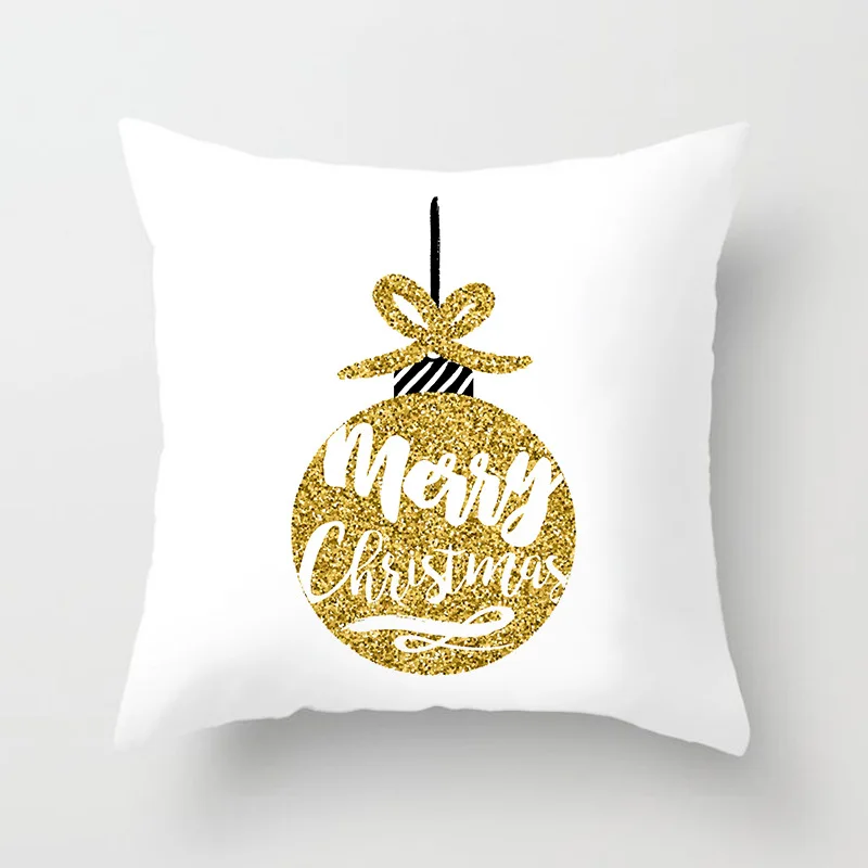

Pillow case 45*45 Christmas gold series printed polyester pillowcase Square decorative pillowcase
