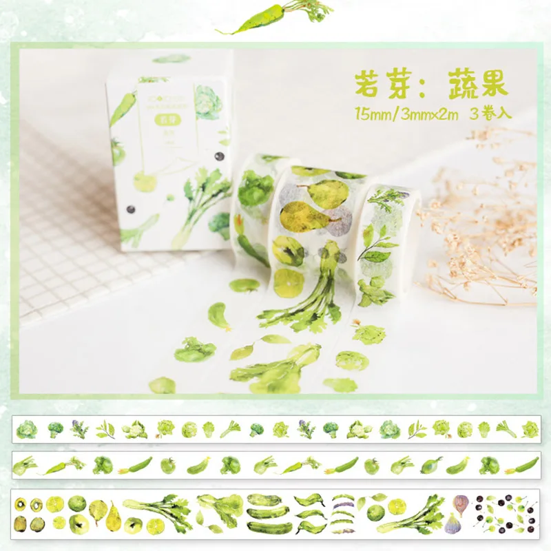 Kawaii Plant клейкая лента милая зеленая васи лента маскирующая лента для детей Скрапбукинг DIY фото принадлежности для альбома канцелярские принадлежности