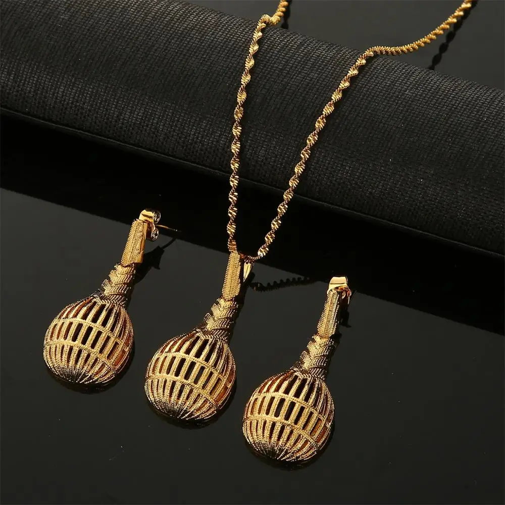 Модные золотые свадебные комплекты ювелирных изделий в африканском стиле для