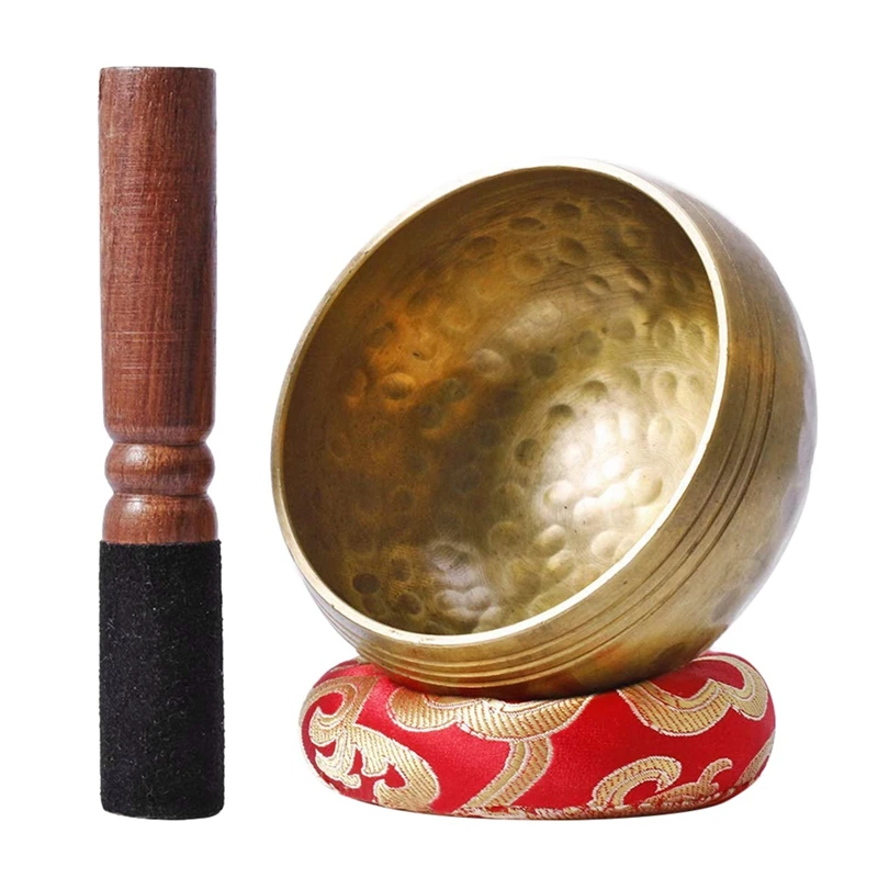 

Тибетская Поющая чаша с новой двойной подушкой Stroker для медитации йоги, душевного исцеления, сердечного спокойствия