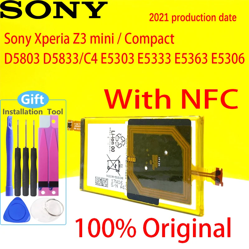 Sony 100% оригинальный 2600 мАч LIS1561ERPC Аккумулятор для Xperia Z3 Compact Z3c mini D5803 D5833 C4 E5303 E5333 E5363