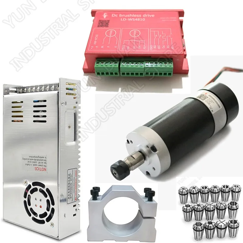 Бесщеточный шпиндель 500 Вт 60Ncm DC48V ER11 12000 об/мин драйвер двигателя электропитание