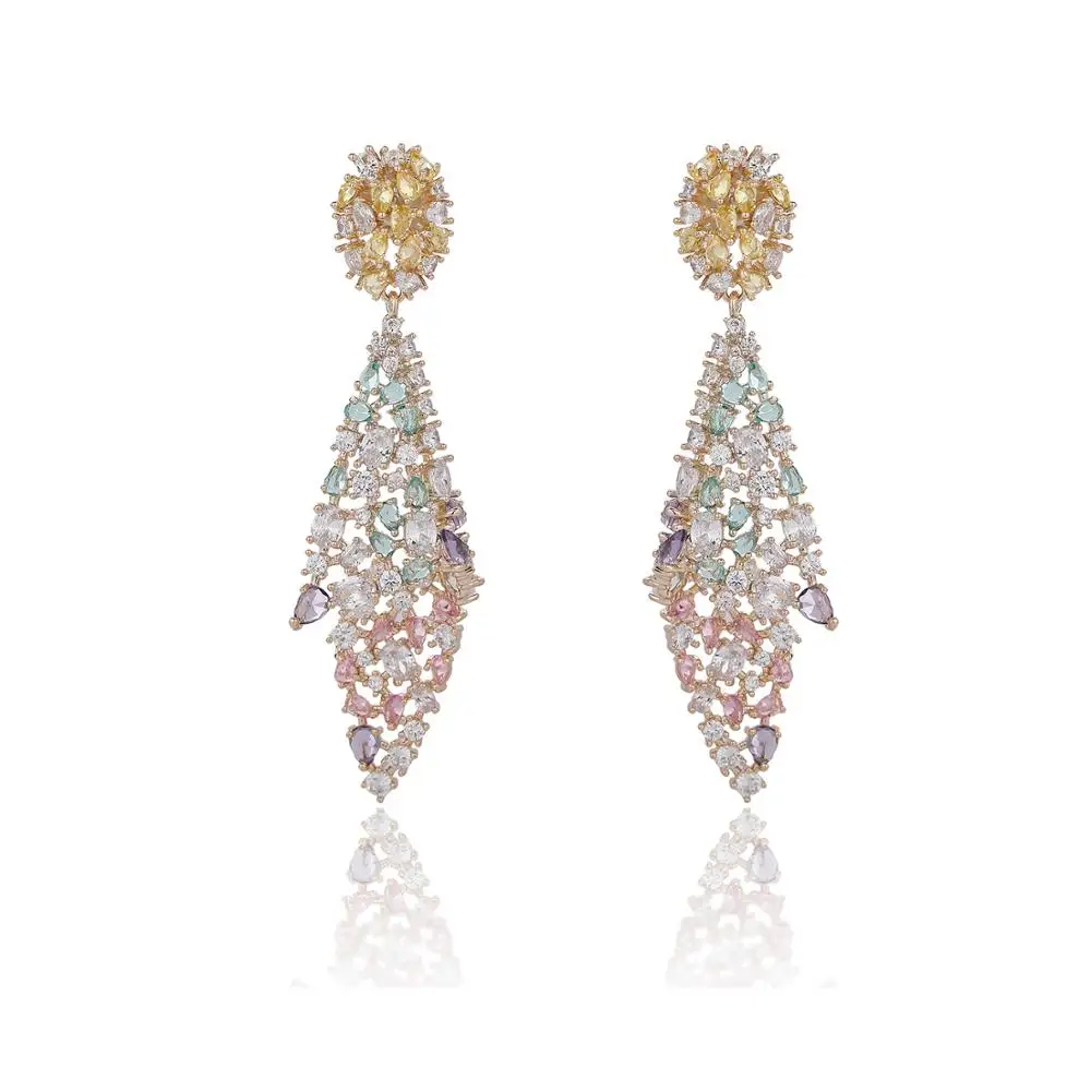 

New Cubic Zircon Drop Earrings for Wedding, Crystals Dangle Earring for Bride, Women Girl Gift CE11088