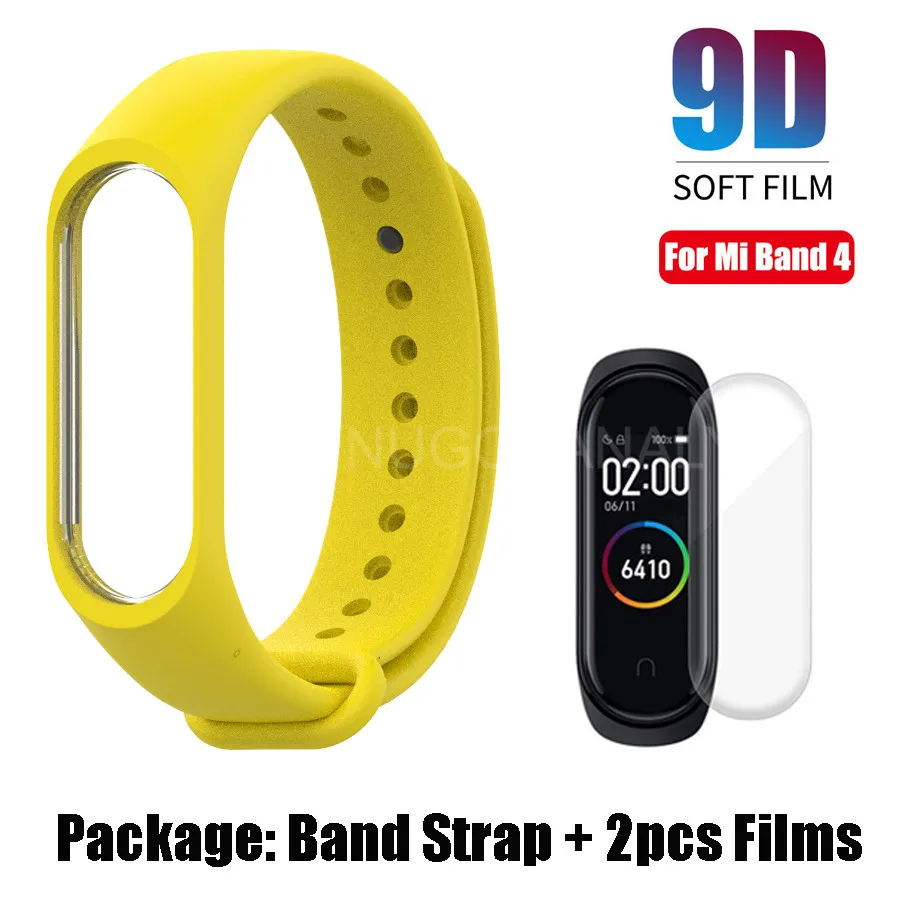 Силиконовый ремешок на запястье + мягкие пленки для Xiaomi Mi Band 4 3 спортивные часы