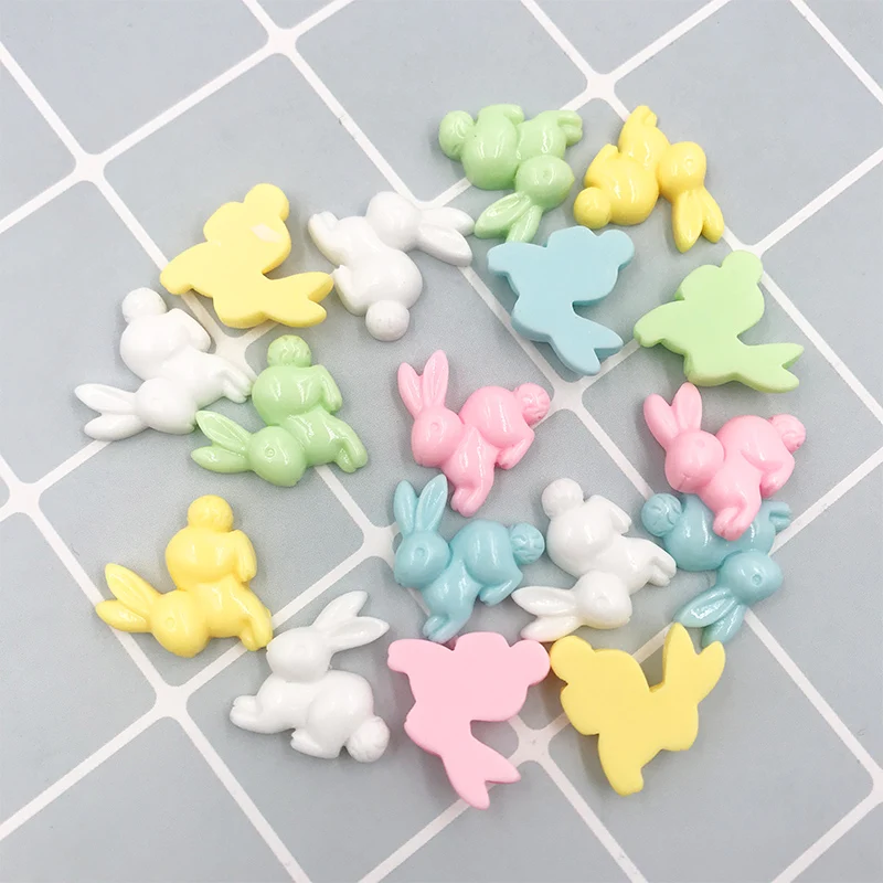 50 шт./лот Каваий каучук Мультяшные животные милый кролик с плоским основанием