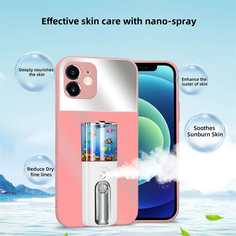 

Luxury Soft Spray Phone Case For iPhone 7 8 Plus XS 12 11 Pro Max XR Moisturizing Refreshing Face Women Makeup Cover For 12 Mini
