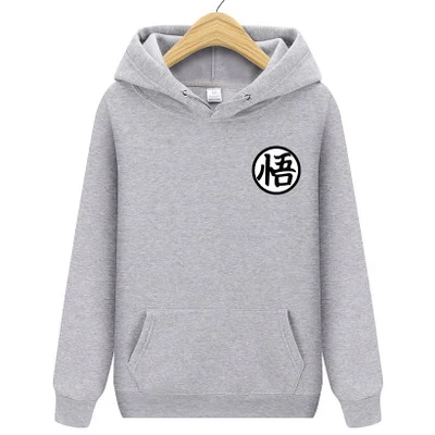 Gray Новинка, модная толстовка с капюшоном и принтом из Драконий жемчуг, Мужская толстовка с капюшоном, Мужская толстовка, poleron hombre, милые худи с принтом из мультфильма про Гоку - Цвет: Gray