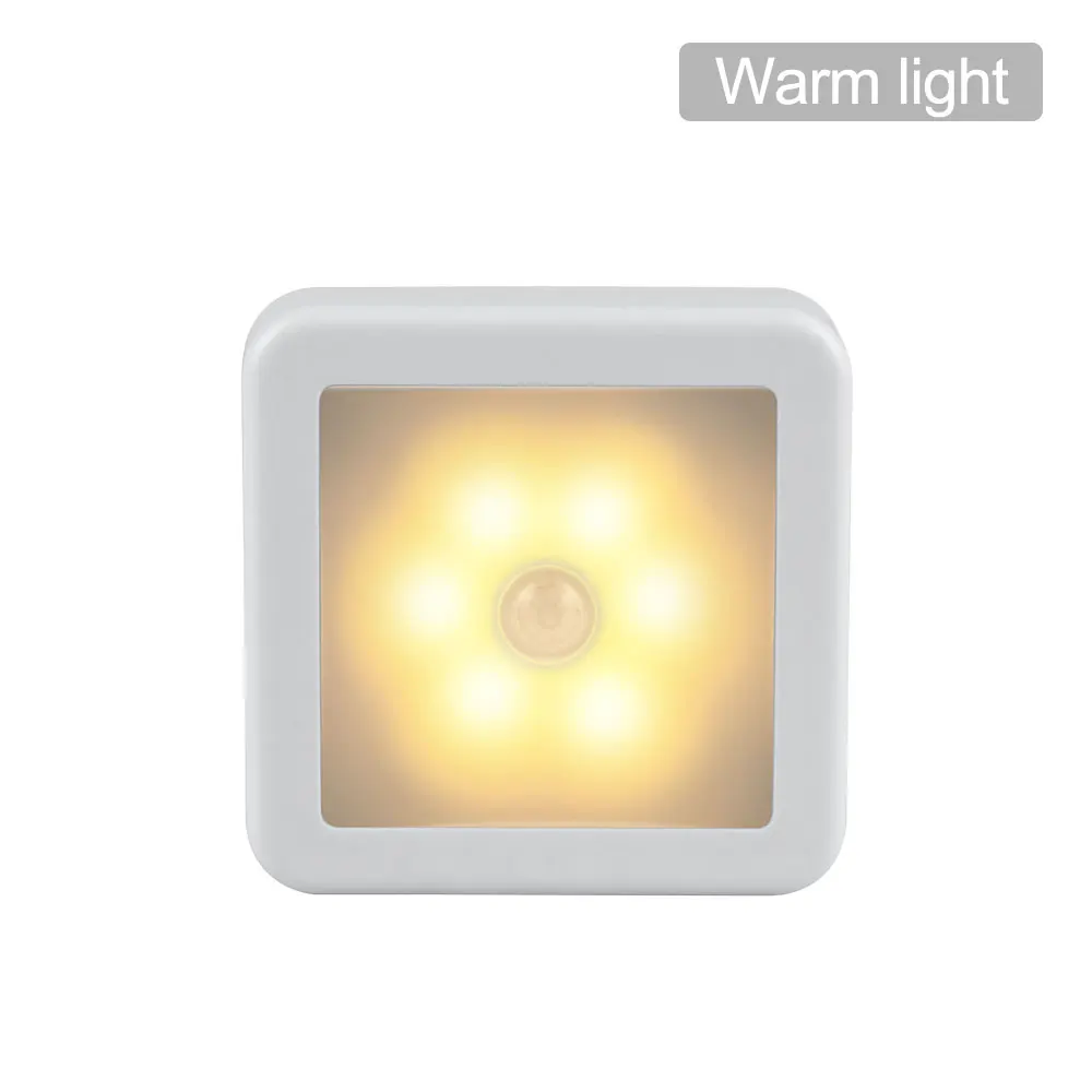 Warm White Ночной светильник, умный датчик движения, светодиодный ночник на батарейках, WC прикроватная лампа для комнаты, коридора, тропинки, туалета A - Испускаемый цвет: Warm White