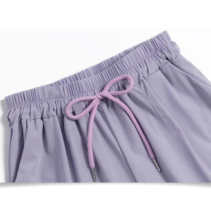 

2020 Summer Ice Silk Casual Pants Women Bloomers Fashion Loose High Waist Turnip Pants Ankle-Length Trousers Women's Harem Pants