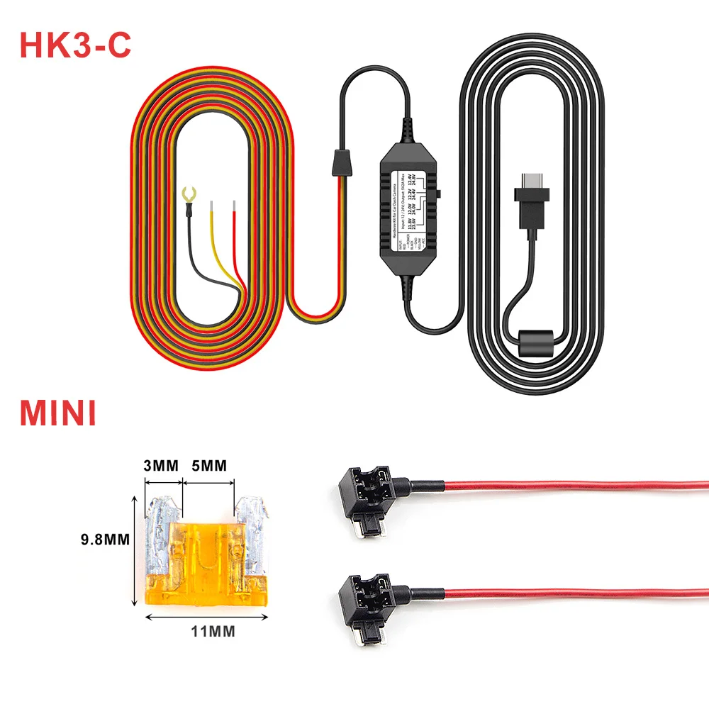 

Viofo Original A139 HK3-C Автомобильная камера ACC Hardwire Kit Кабель 3-проводной для режима парковки Дополнительный предохранитель Mini/Micro2/ATC/ATS