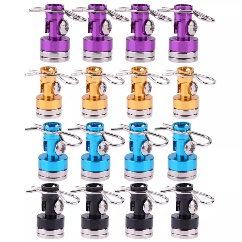 

4pcs Magnetic Stealth Invisible Body Post Mount Contact Shell Column + Clips For 1/10 RC Drift Car Traxxas HSP Sakura