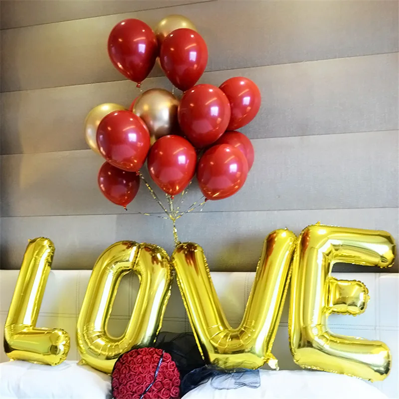 16 шт. алюминиевый воздушный шар с надписью LOVE 18 дюймов в форме сердца 32 дюйма 12