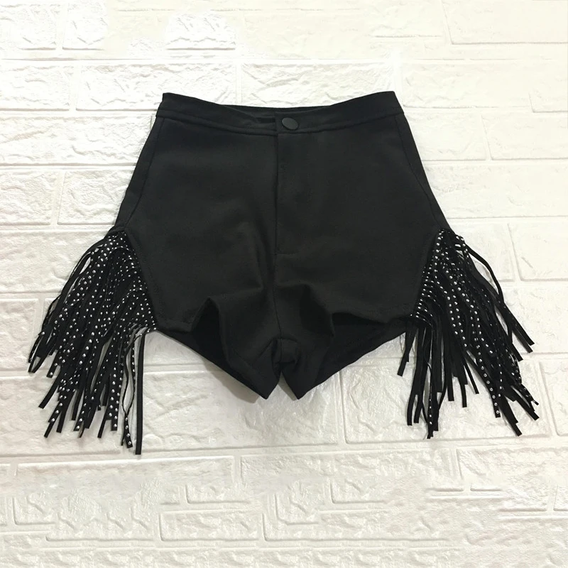 New Pole Dance Clothing Black Shorts Rhinestone Fringes Pants Nightclub Stage Female GOGO Costume Jazz VDB2206 |