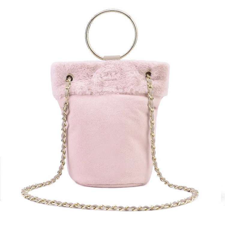 Сумка ведро из кроличьей шерсти женские ручные сумки для путешествий маленькие
