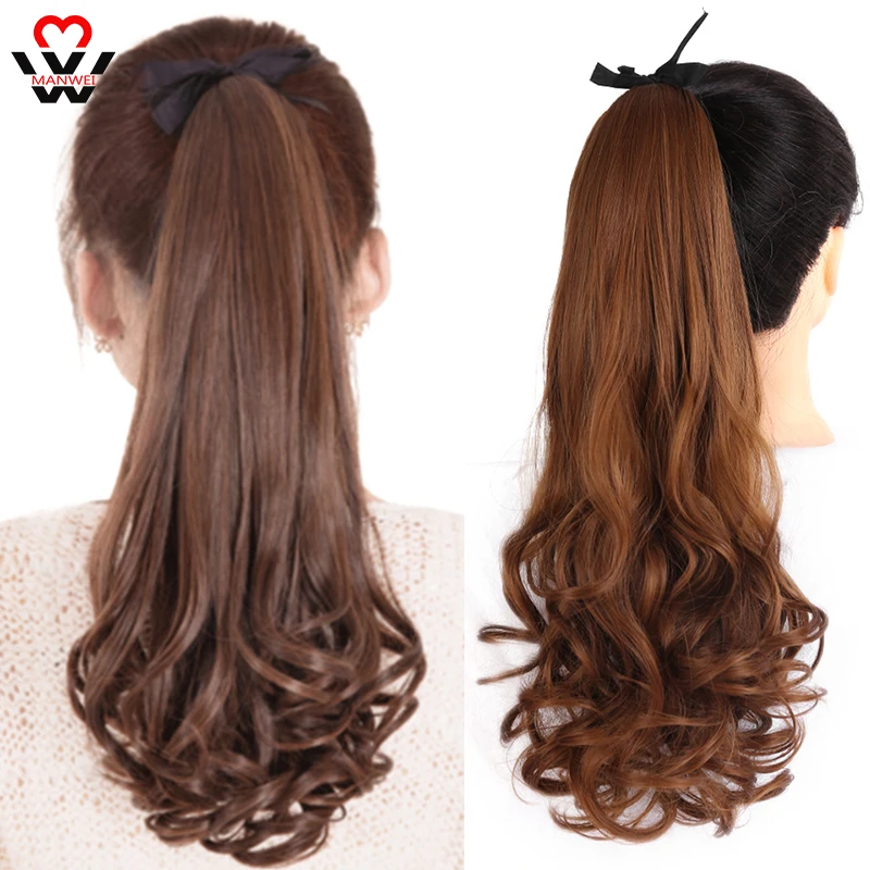 MANWEI кудрявые шнурки конский хвост синтетические волосы штук Высокая температура