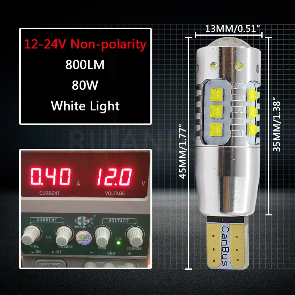 1 шт. Canbus 80 Вт кри 16smd 12v 24v AC T10 W5W светодиодный стайлинга автомобилей Авто боковой