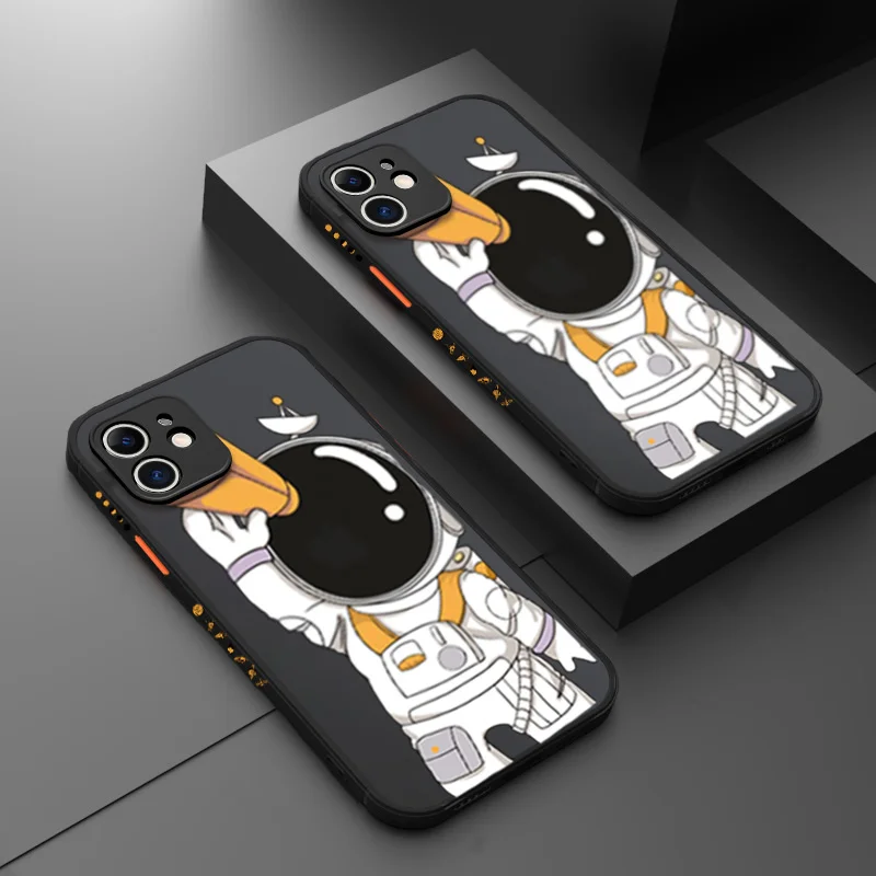

Luxury Astronaut Matte Transparent Phone Case For iPhone 11 12 Pro Max Mini X Xs XR 7 8 Plus SE 2 2020 Silicone Shockproof Cover