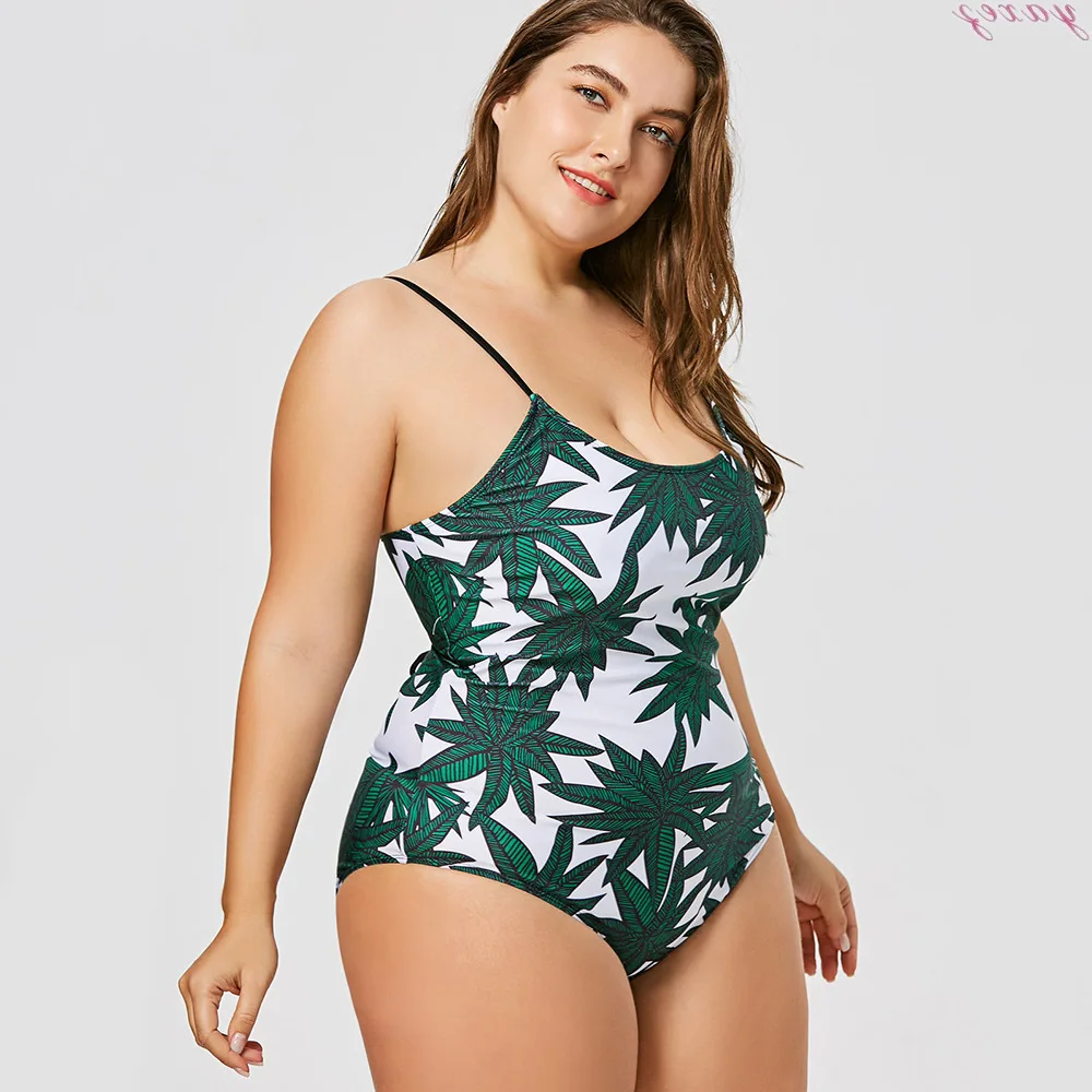 

Maple Leaf Sexy Backless Bandage High Waist Bikini Plus Size 5XL Swimwear Women Bathing Suit Women Push Up One Piece Swimsuit