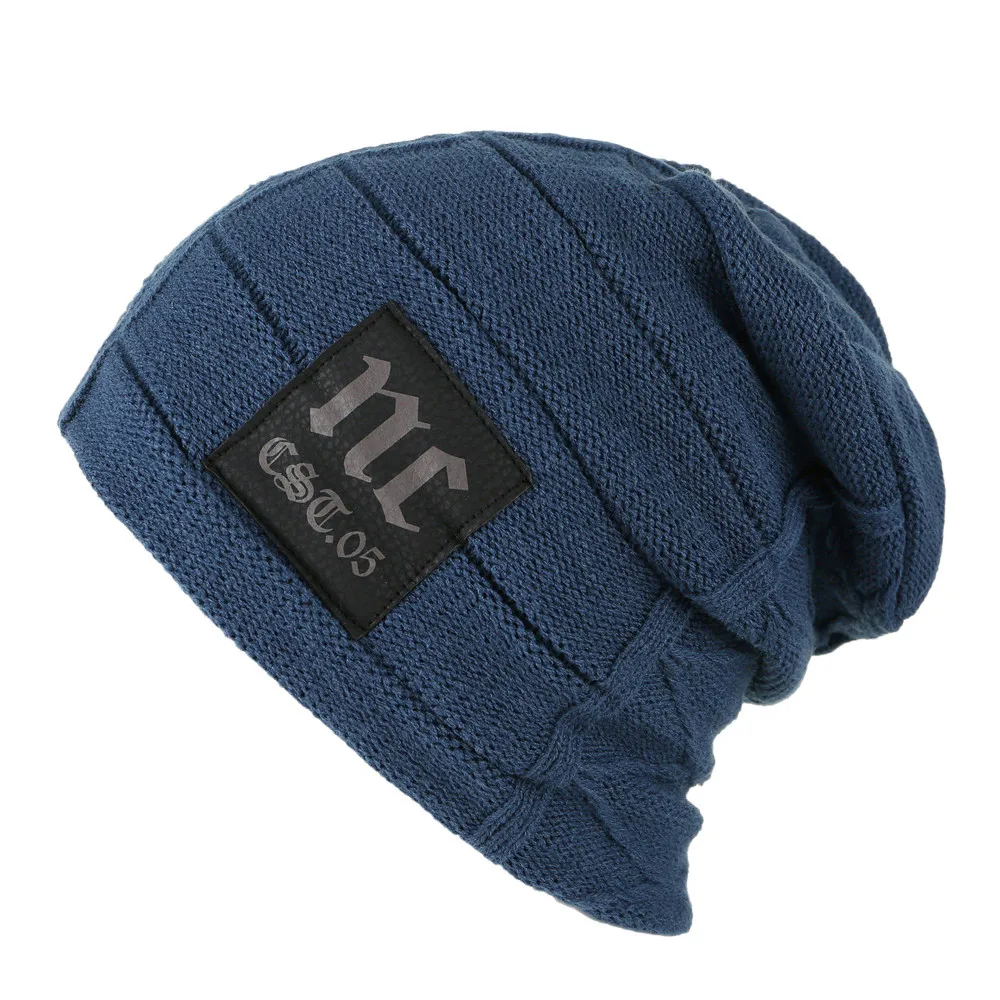 Модные зимние вязаные шапочки унисекс утолщенные защита ушей мешковатая шапка