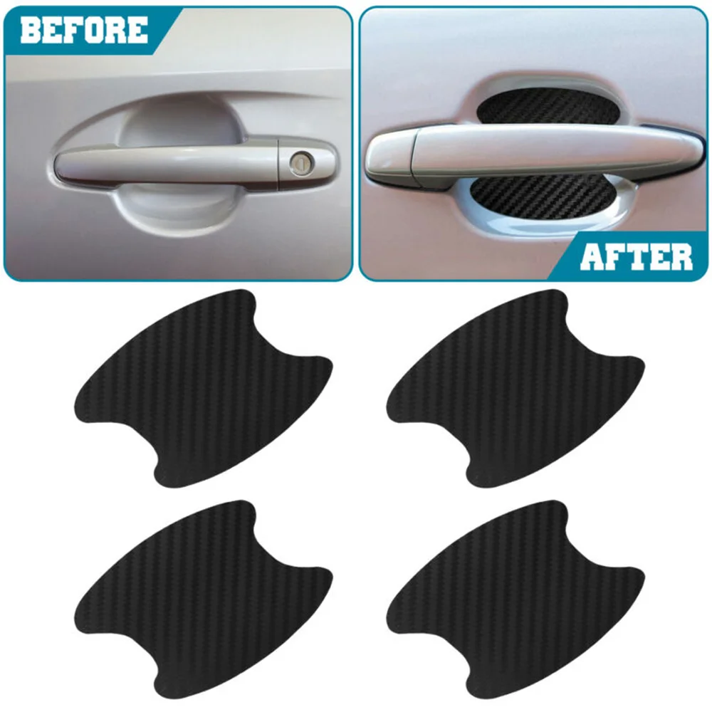 4 шт. наклейка на дверную ручку автомобиля защитные пленки из углеродного волокна