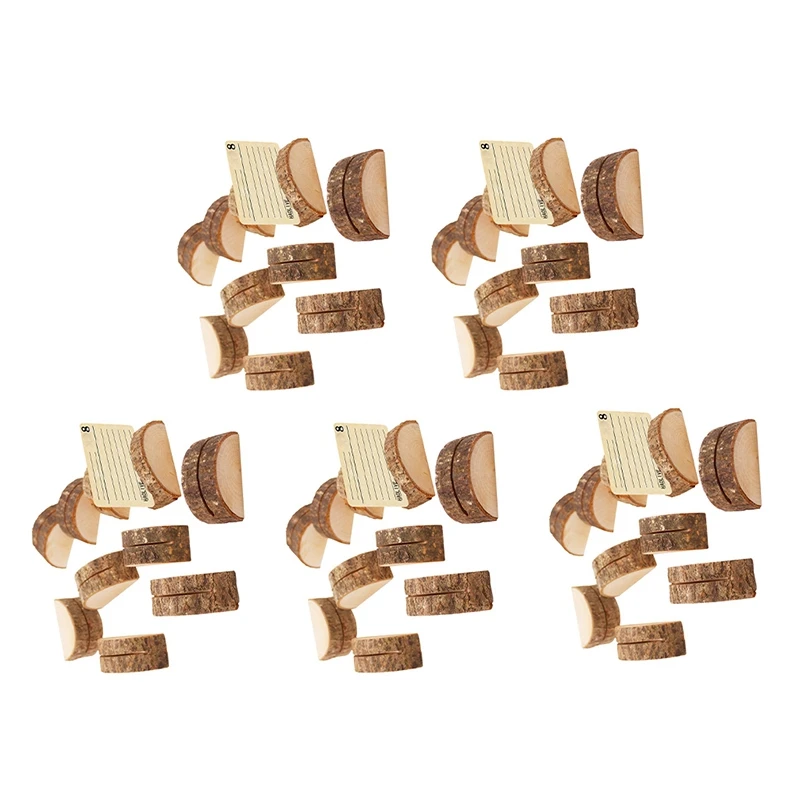 

A01-60Pcs Rustic Wood Table Numbers Holder Wood Place Card Holder Party Wedding Table Name Card Holder Memo Note Card