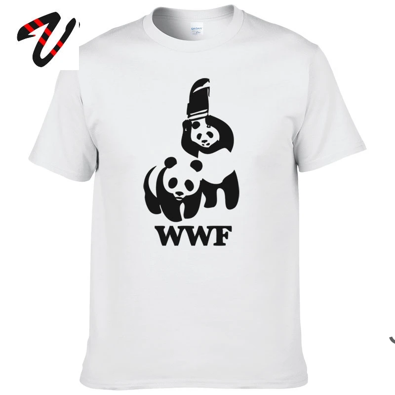 Натуральный животное белые футболки борьба WWF панда Графические с мультяшными