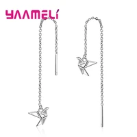 wholesale cheap brincos thread earrings delicate cute flying bird shaped fine 925 sterling silver pendientes for girl women gift