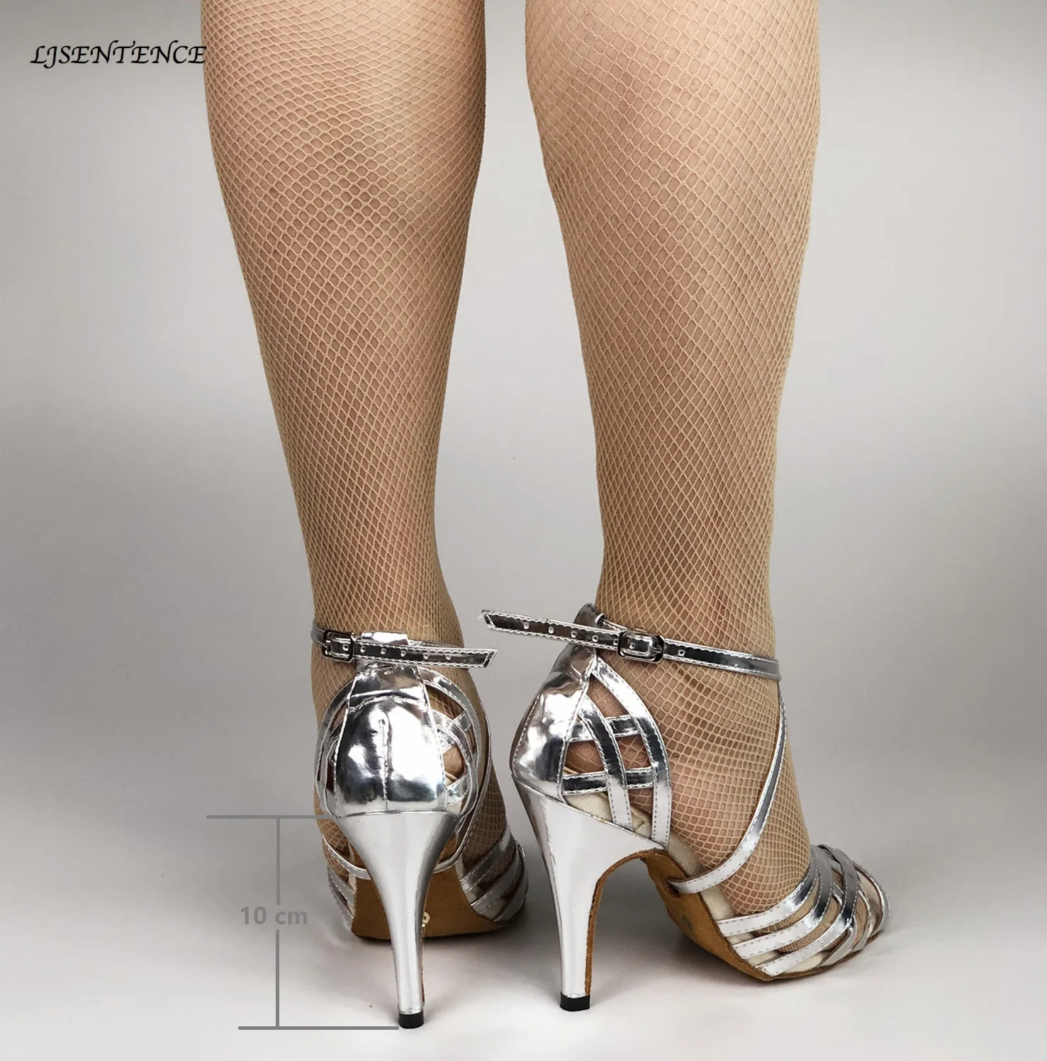 Женская обувь танцевальные туфли на каблуке с кружевной пряжкой Серебристые