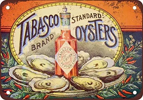 

Tabasco Pepper Sauce and Oysters Vintage Look Reproduction Metal Tin Sign 8X12 Inches