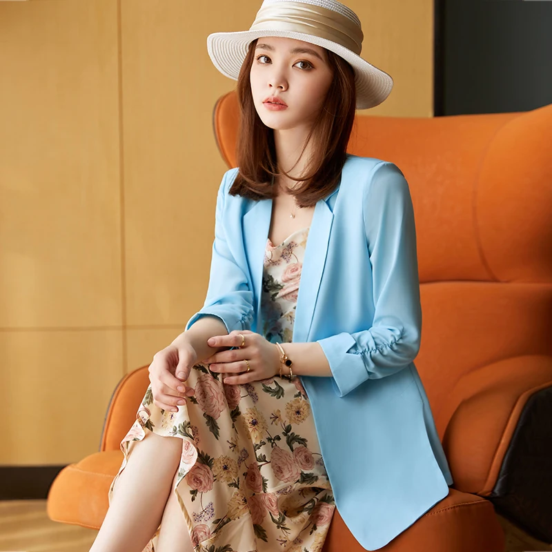 

Chiffon thin summer blazer women plus size clothing for colorful blazer jacket office lady jacket spring plus size Casual coat