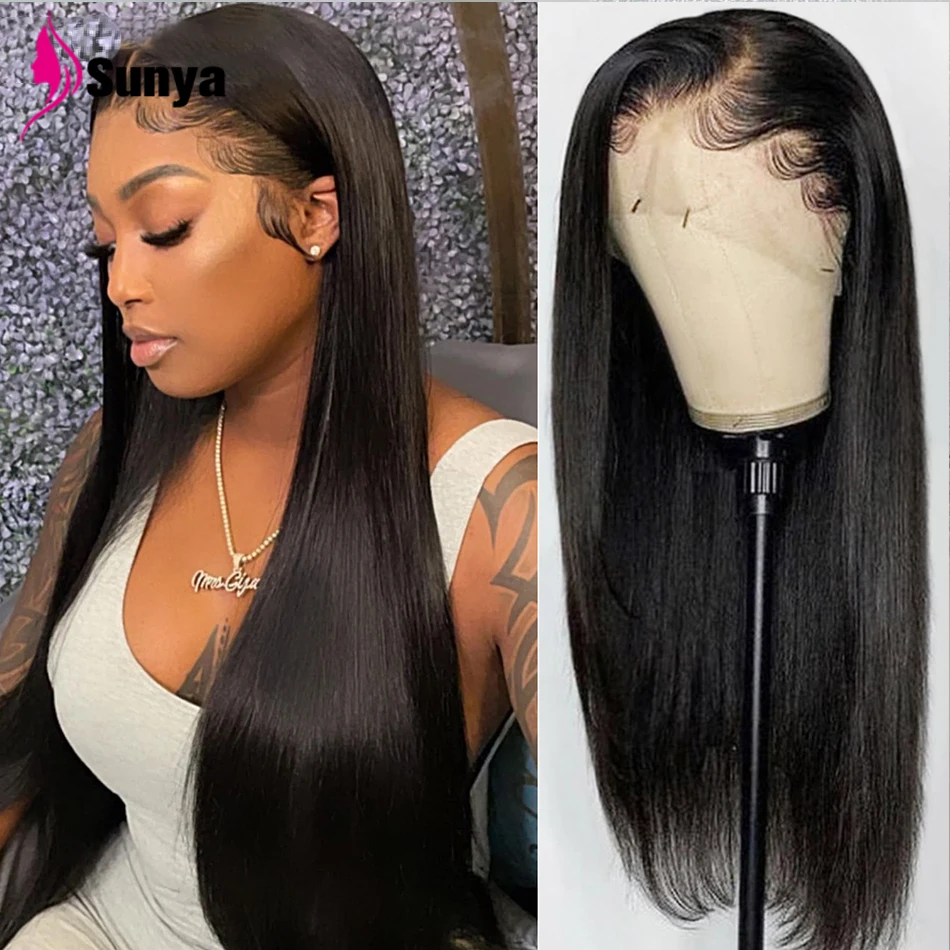 

Brazilian Human Hair 13x4 Lace Front Wig 180 Density Straight Pre Plucked With Baby Hair Remy Hair 100% Human Hair For Women