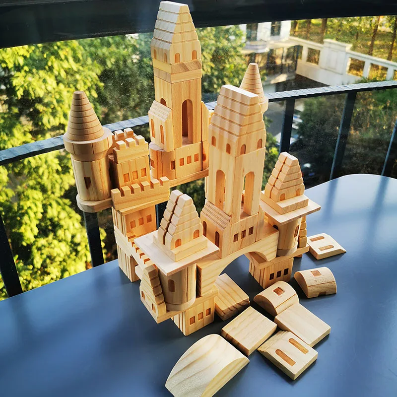 75 шт./коркор. детский оригинальный деревянный замок строительные блоки/детский