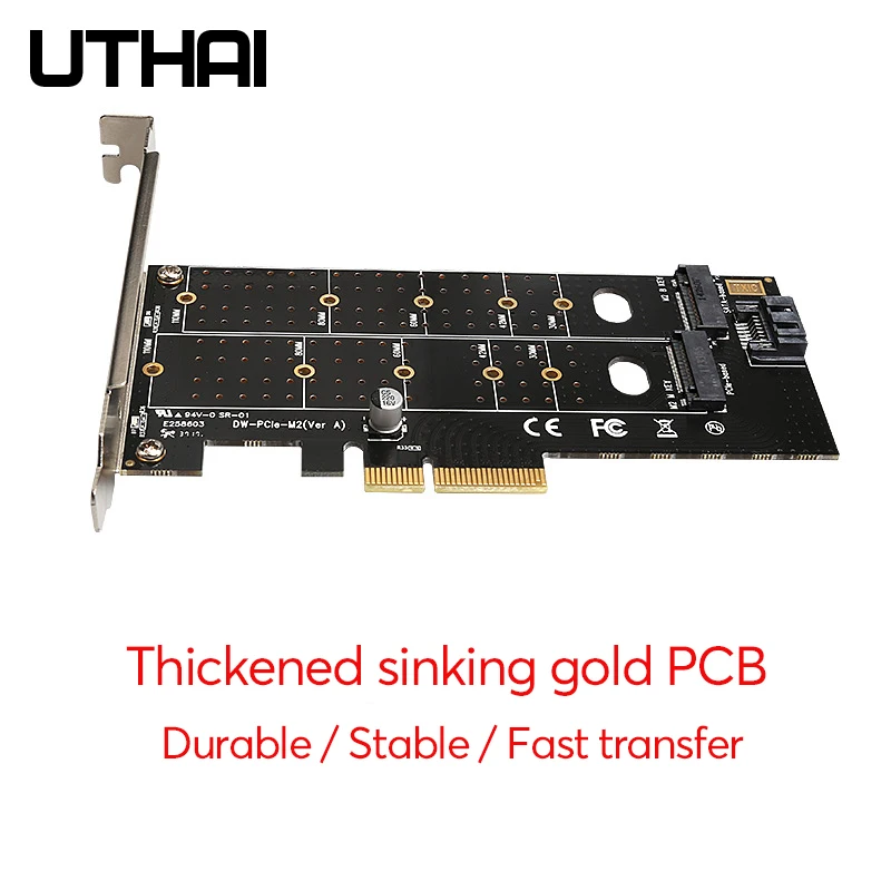 Uthai T15 PCIe to M.2 NVMe SSD адаптер NGFF карта 110 мм M Key plus B Ключ двойная расширения PCI-E X4 X8 X16