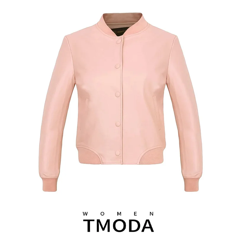 Женская короткая куртка бомбер TMODA255 из искусственной кожи в повседневном стиле