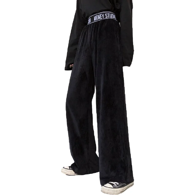

XS-4XL Winter Velvet Thick New Straight Wide Leg Womens Trousers Autumn Streetwear Chic Pants Women High Waist Plus Size Loose