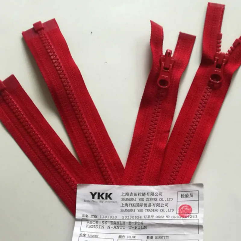 Длинная недорогая молния Ykk, 10 шт./лот, красный 5 #, открытый конец из смолы для курток, портновских швейных принадлежностей, запасные разделительные молнии