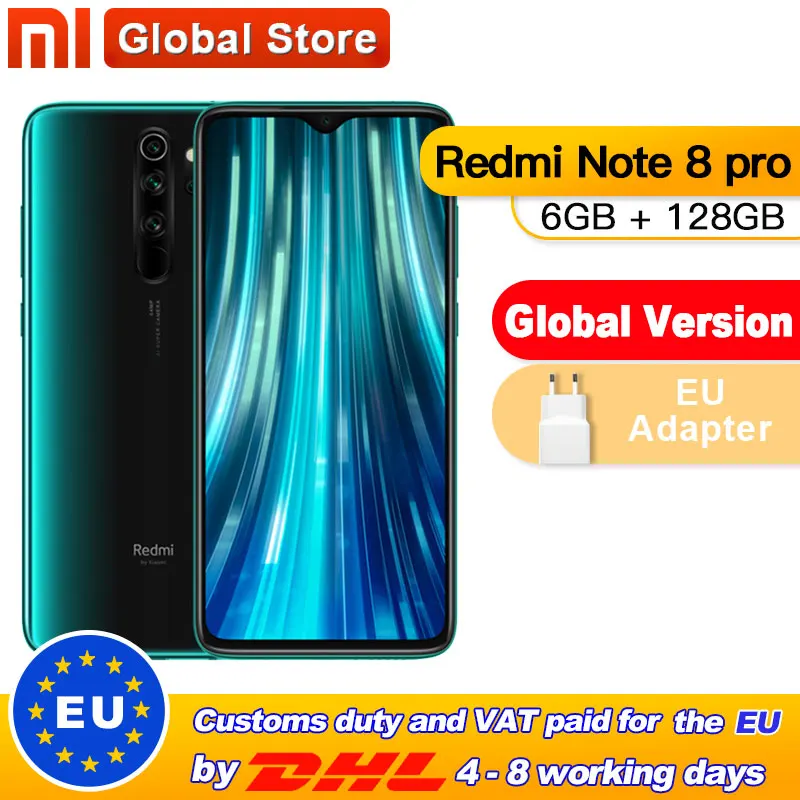 Испания склад глобальная версия Xiaomi Redmi Note 8 Pro 6 ГБ 128 Гб мобильный телефон 64